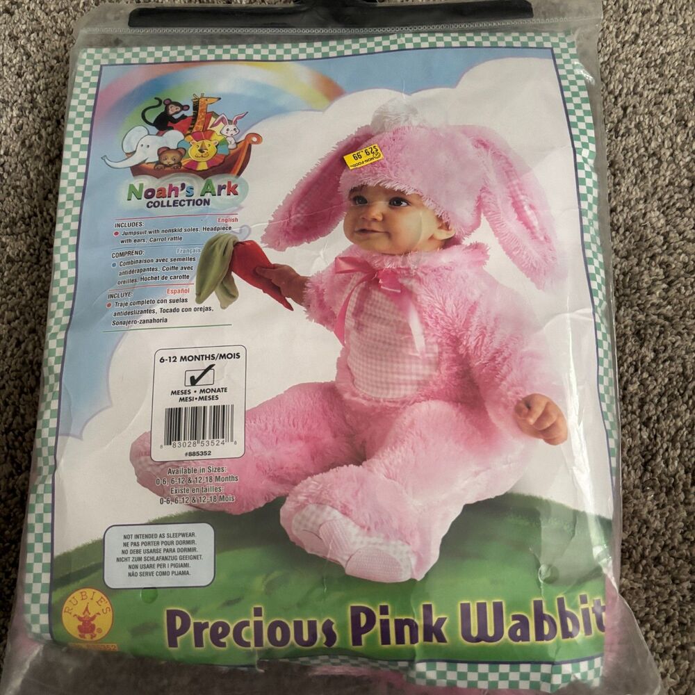 Rubie's Noah's Ark Precious Pink Wabbit Baby Bunny Costume 6-12 Months New